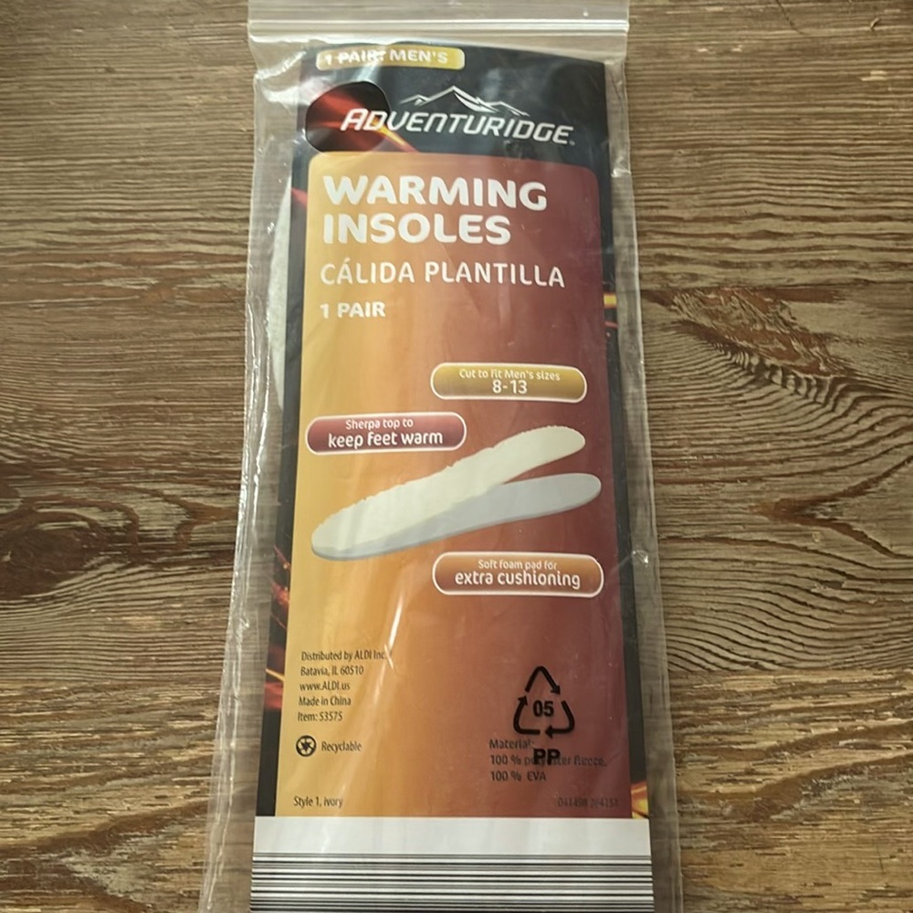 Adventuridge Warming Insoles                               New - Men’s 8 - 13